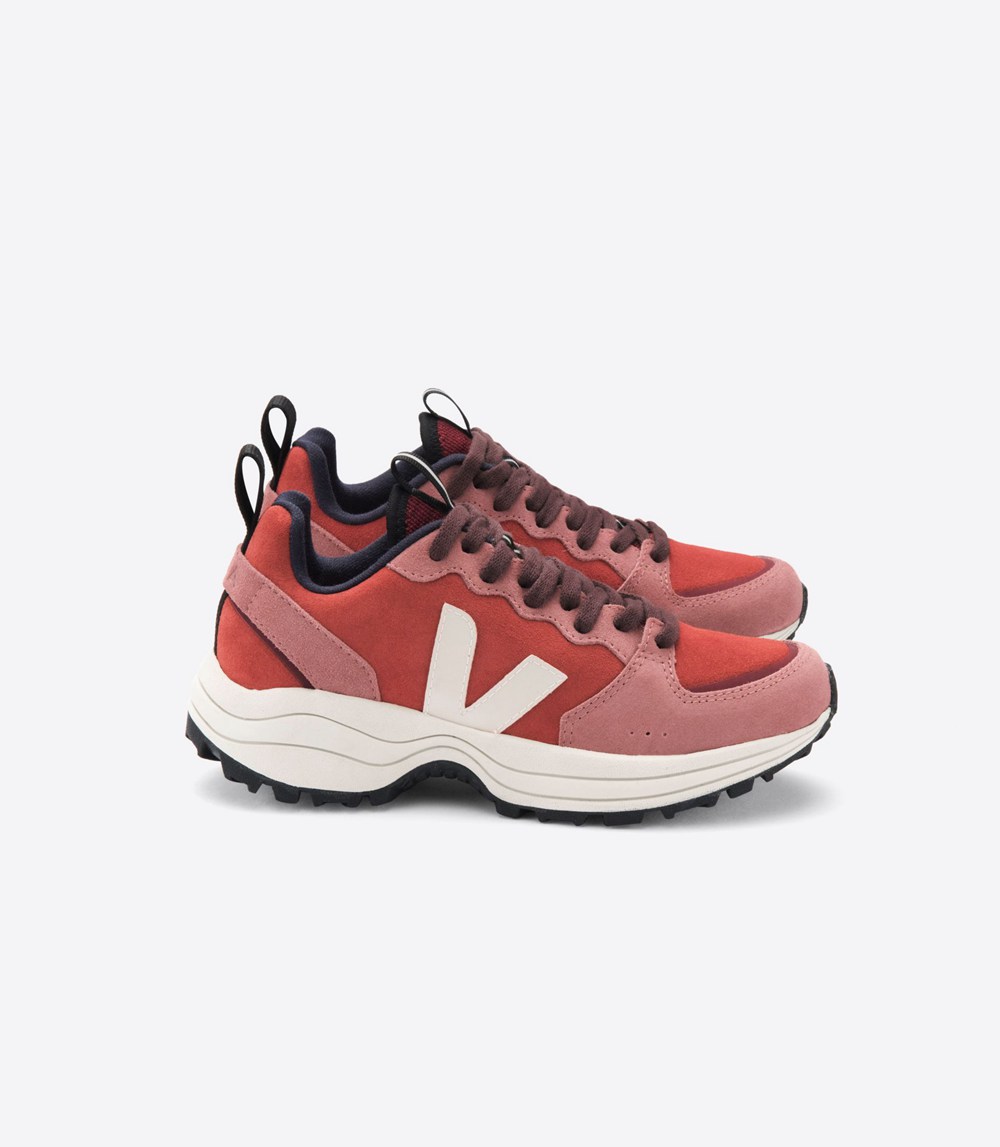 Veja Trainers Womens Red/White - Venturi Suede - ILKO-03814